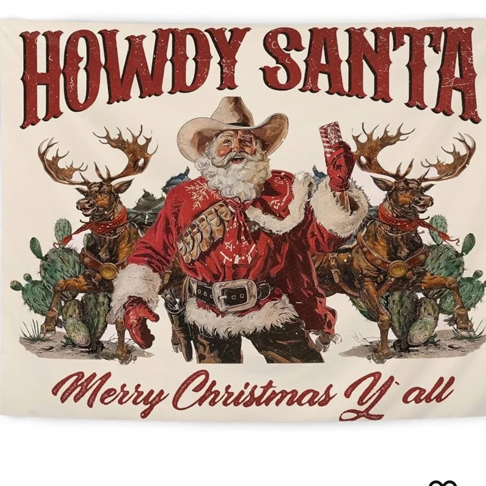 Howdy Santa Christmas Tapestry - Red and White